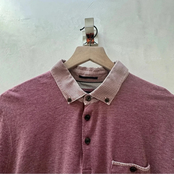 Ted Baker London Mens Medium Purple Heather Polo Short Sleeve Shirt Casual Adult - Picture 9 of 10